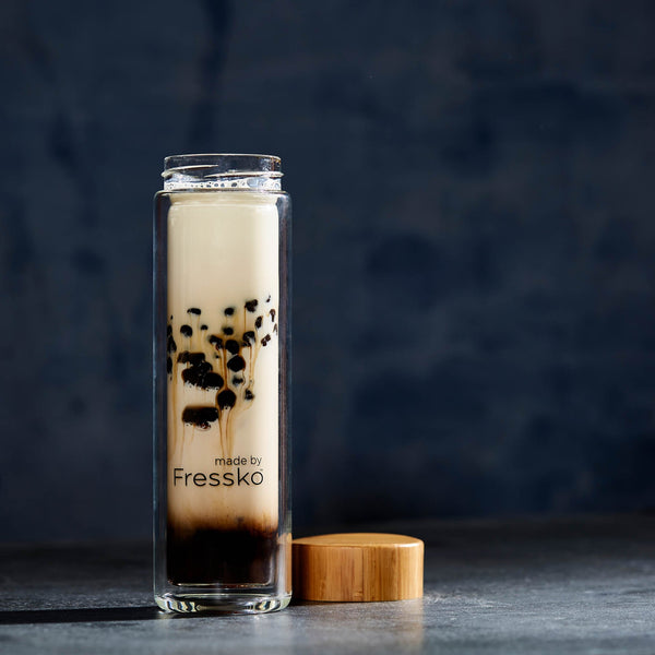 Brown sugar bubble tea in LIFT glass Fressko flask