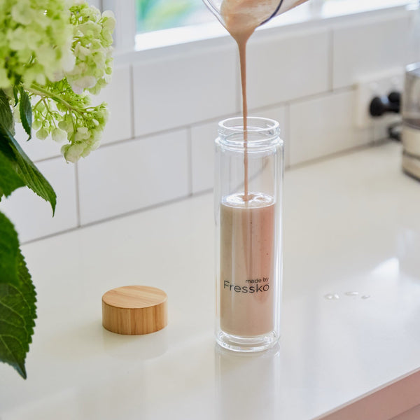 Tahini + Coconut Smoothie in a Glass Fressko Flask